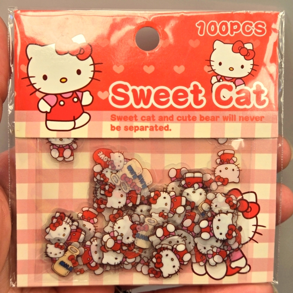 🍒🍒 Hello Kitty Sweet Cat Sticker Set - Red and White